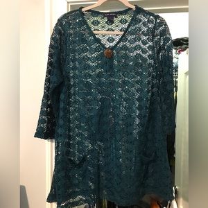 Polyester, Smlsport brand, size L 3/4 sleeve crotchet top